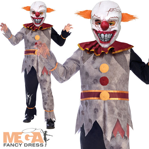 Boys Evil Clown Creepy Circus Horror Fancy Dress Halloween Costume