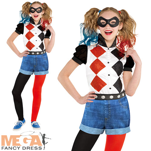 Classic Harley Quinn Girls Villain Costume