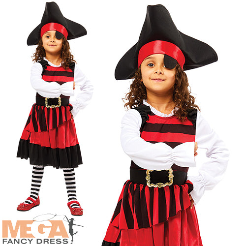 Girls Pirate Lass Caribbean Ship Mate Fancy Dress World Book Day Costume