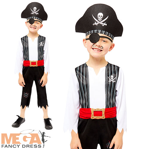 Boys Deckhand Shipmate Caribbean Pirate Buccaneer Fancy Dress Book Costume