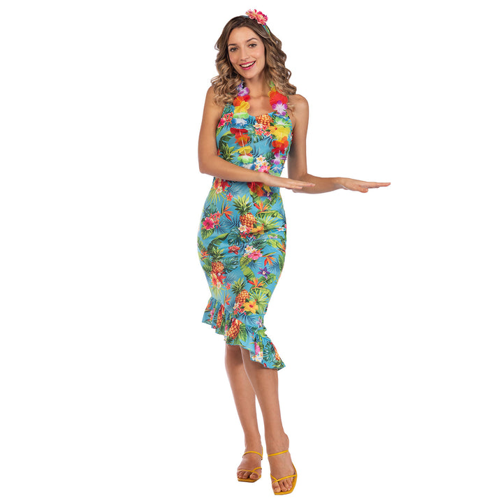 Ladies Hawaii Blue Dress Tropical Costume