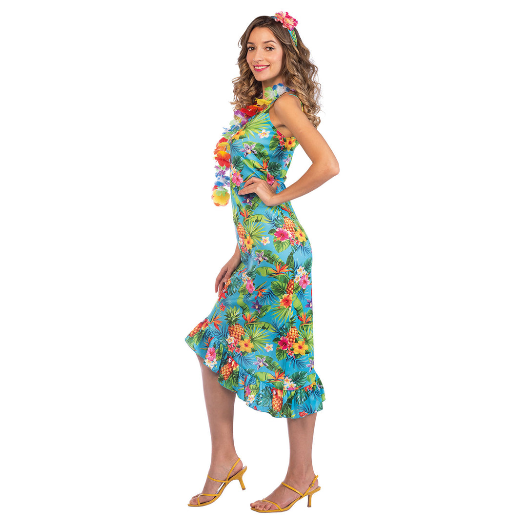 Ladies Hawaii Blue Dress Tropical Costume