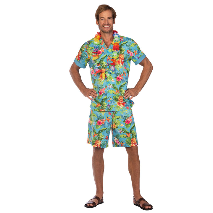 Mens Blue Hawaiian Tropical Shirt Costume