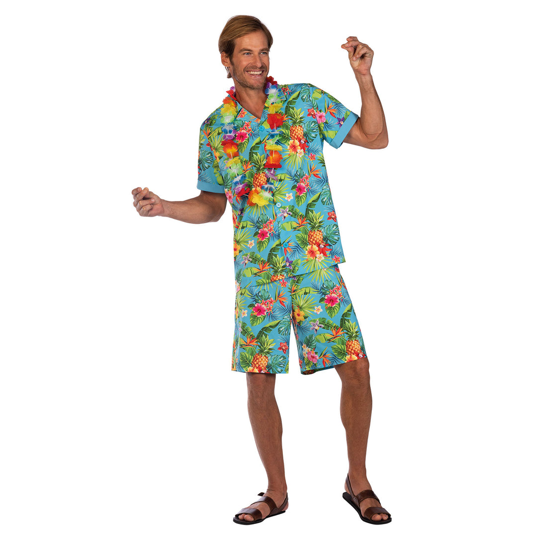 Mens Blue Hawaiian Tropical Shirt Costume