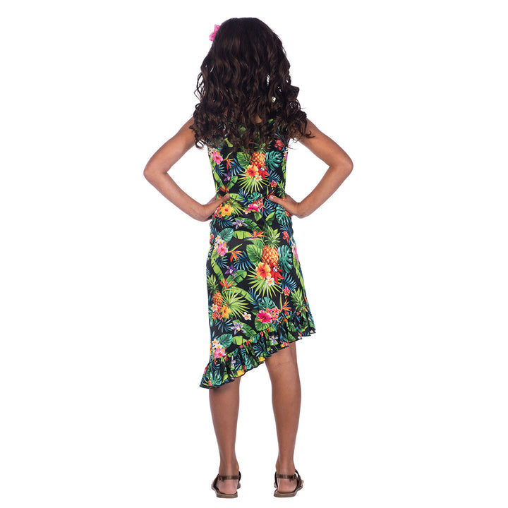 Girls Black Hawaii Dress Tropical Costume