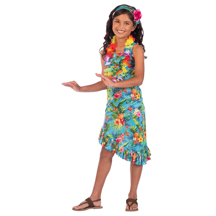 Girls Blue Hawaii Hula Hawaiian Dress Costume