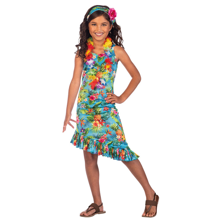 Girls Blue Hawaii Hula Hawaiian Dress Costume