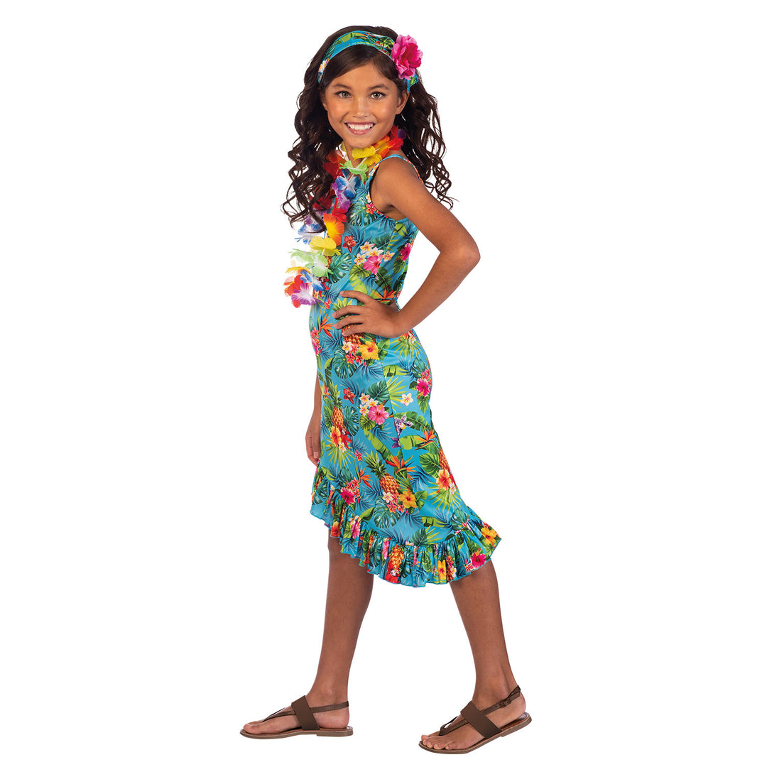 Girls Blue Hawaii Hula Hawaiian Dress Costume