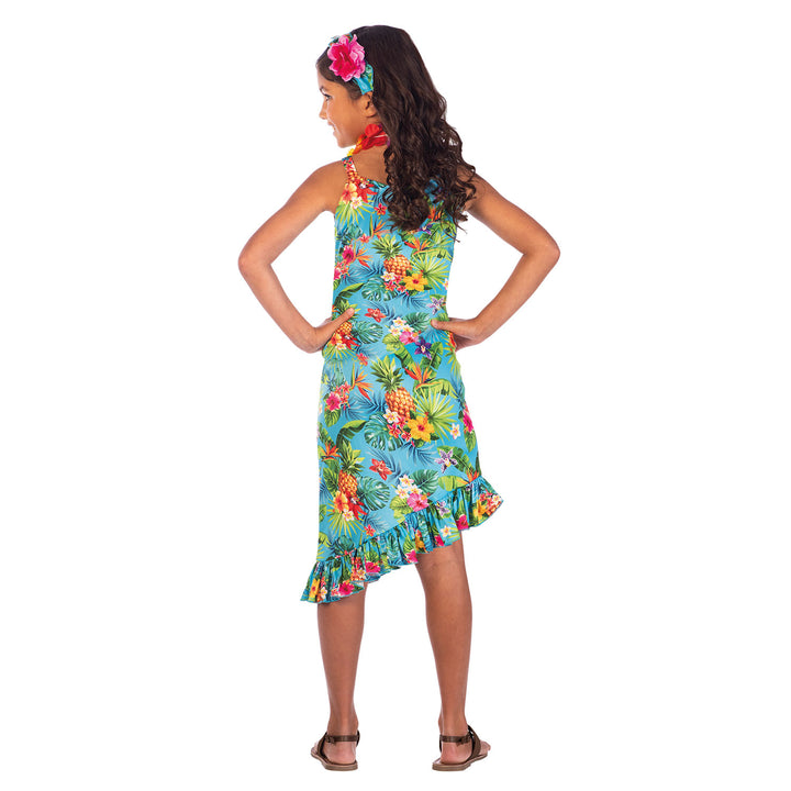 Girls Blue Hawaii Hula Hawaiian Dress Costume