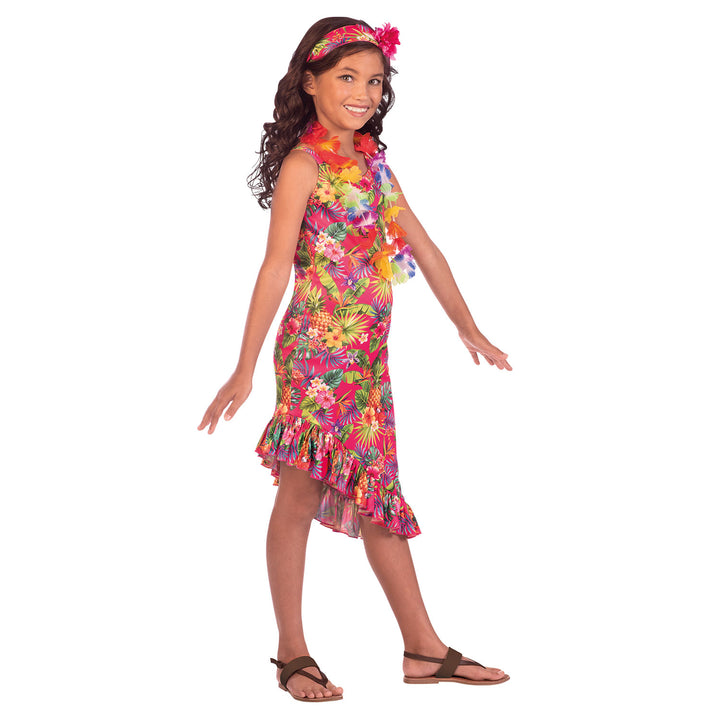 Girls Pink Hawaii Hula Hawaiian Dress Costume