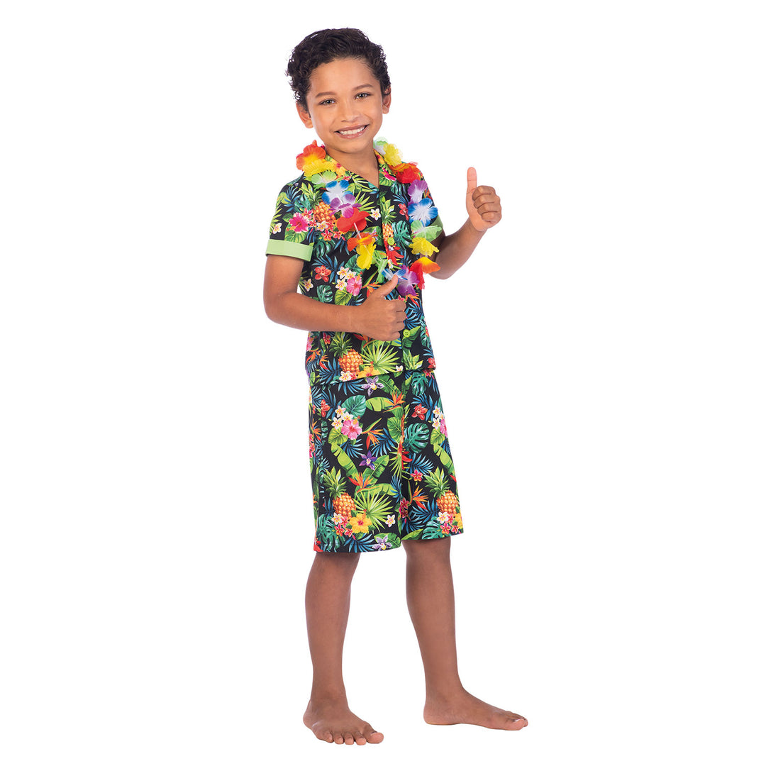 Boys Black Hawaii Hula Hawaiian Set Costume