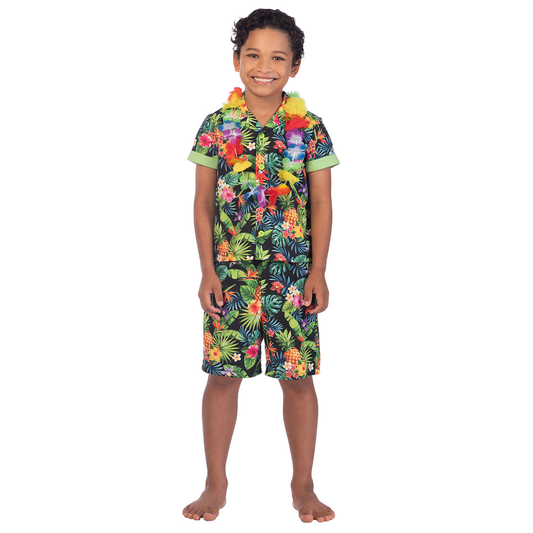 Boys Black Hawaii Hula Hawaiian Set Costume
