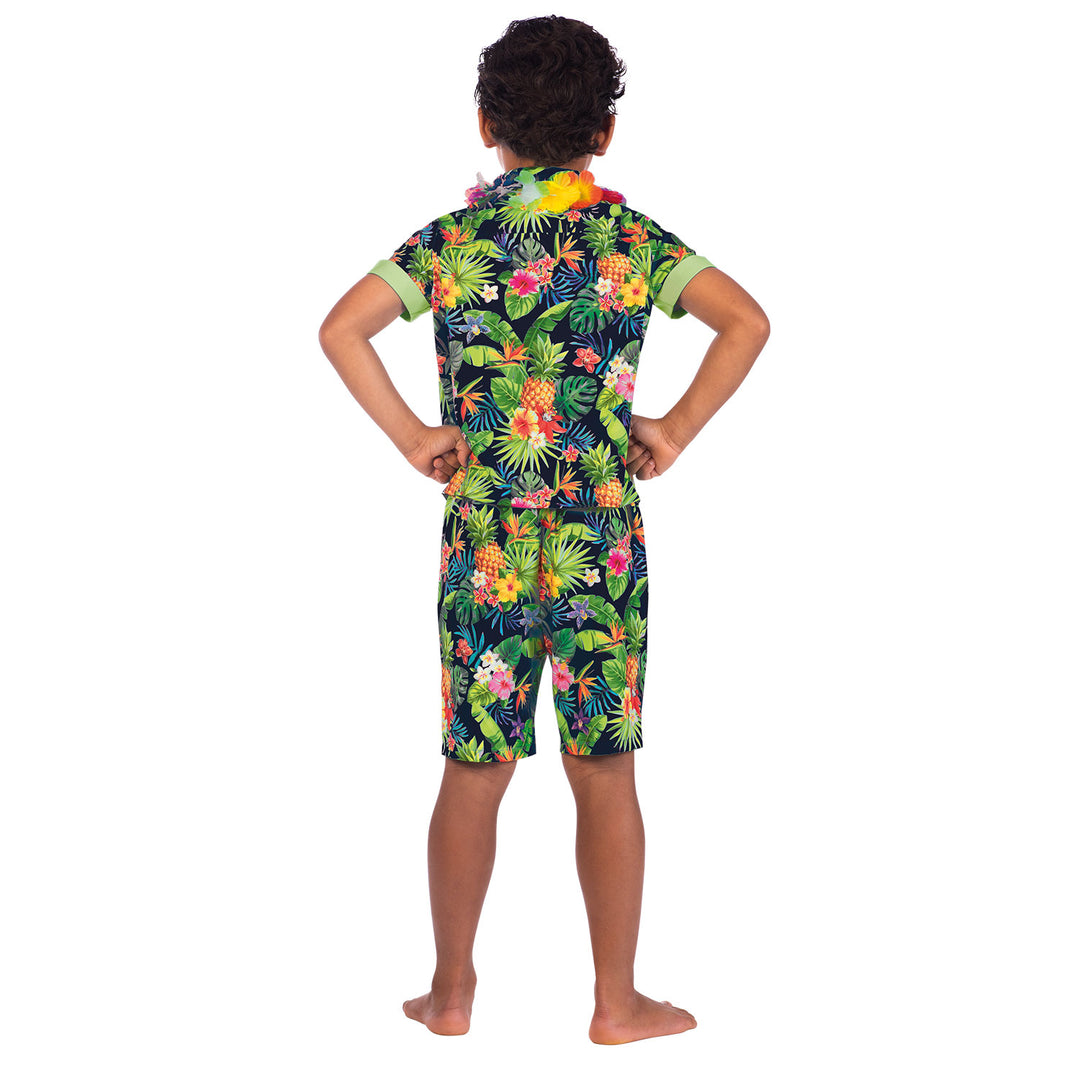 Boys Black Hawaii Hula Hawaiian Set Costume