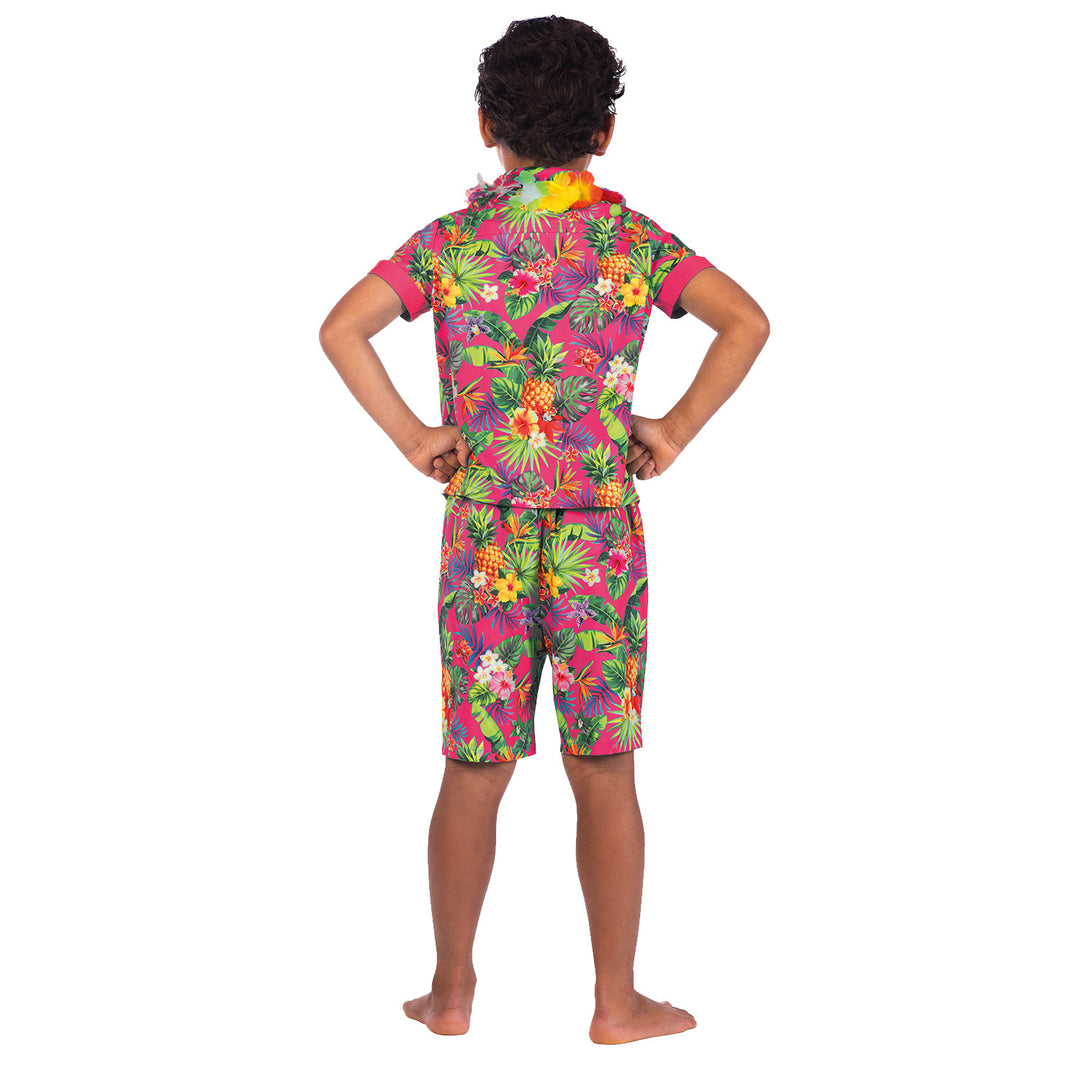 Boys Pink Hawaii Hula Hawaiian Set Costume