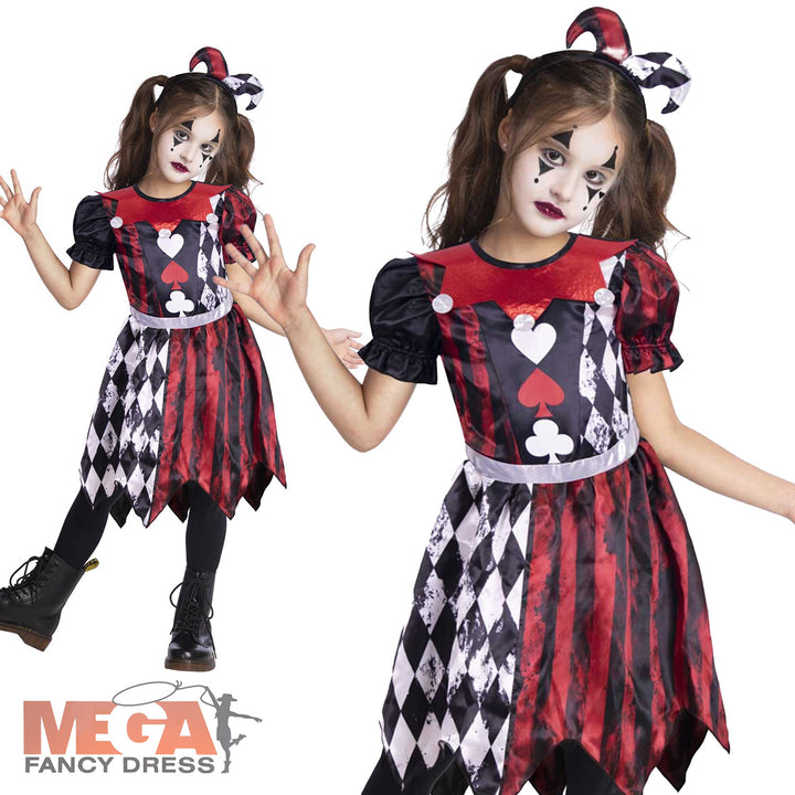 Girls Red Jester Costume