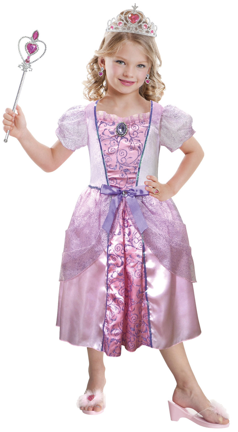 Girls Pink Princess + Tiara Fairy Tale World Book Day Costume