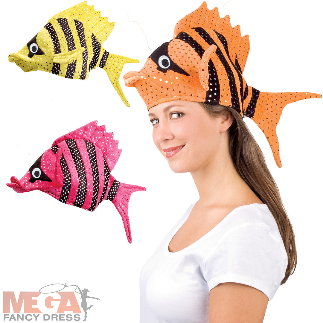 Adults Tropical Fish Hat Sealife Animal Creature Fancy Dress Costume Accessory
