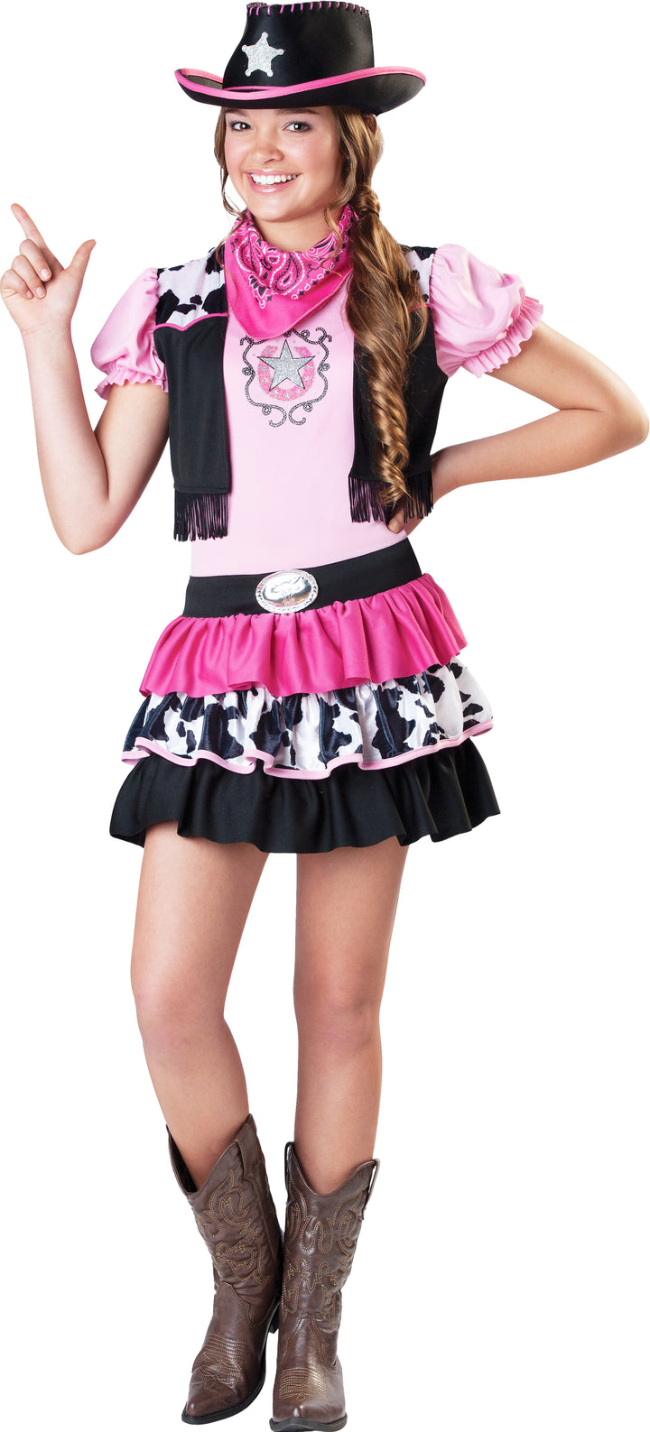 Girls Western Cowgirl Wild West Rodeo Fancy Dress Costume