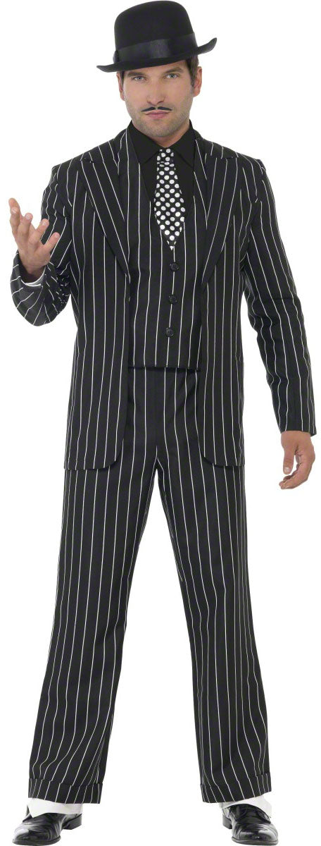 Mens Vintage 1920s Gangster Boss Mafia Suit Costume