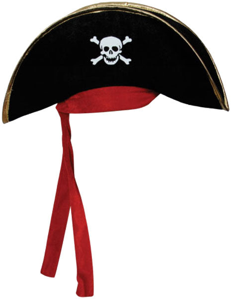 Pirate Hat with Gold Trim and Red Bandana