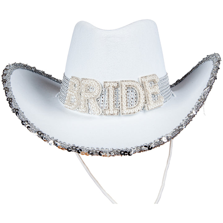 White Cowgirl Hat with Sequins and Marabou Feathers Western Chic Accessory