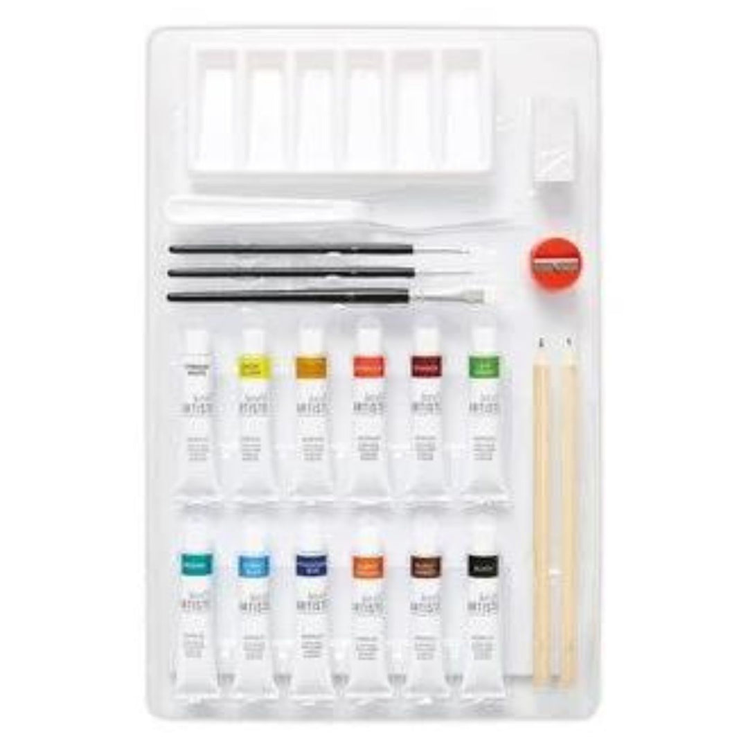 Acrylic Paint Starter Set with Brushes Assorted Colours Artist Gift