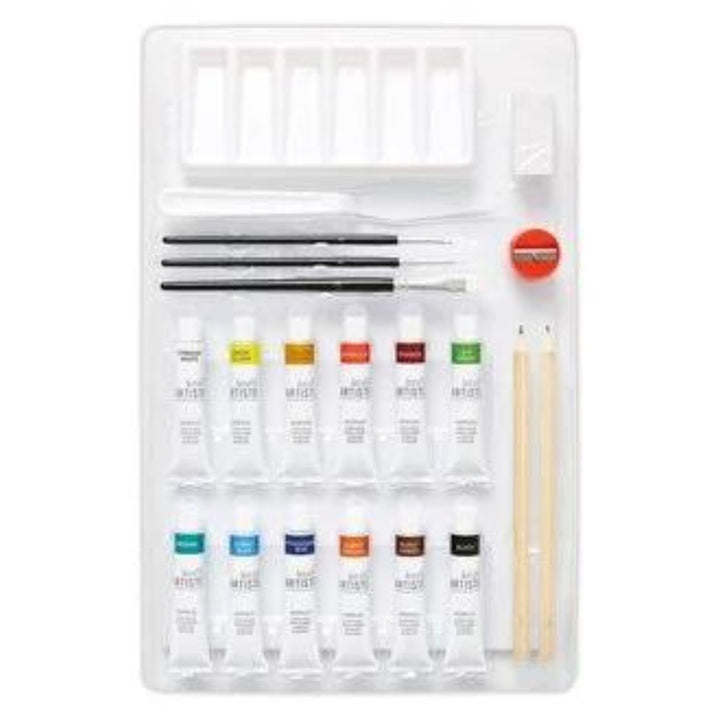 Acrylic Paint Starter Set with Brushes Assorted Colours Artist Gift