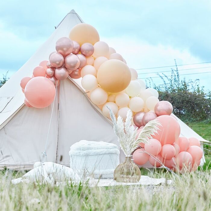 Luxe Peach, Nude & Rose Gold Balloon Arch Kit Chic Party Decor