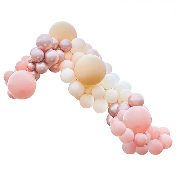 Luxe Peach, Nude & Rose Gold Balloon Arch Kit Chic Party Decor