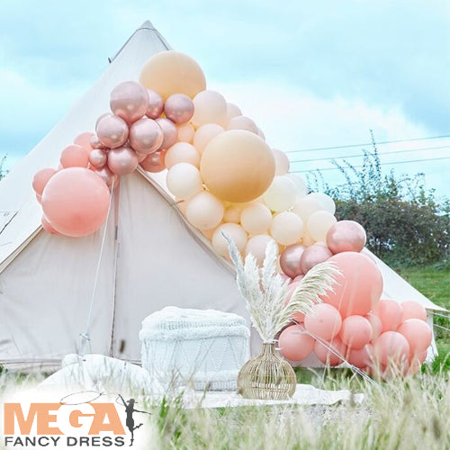 Luxe Peach, Nude & Rose Gold Balloon Arch Kit Chic Party Decor