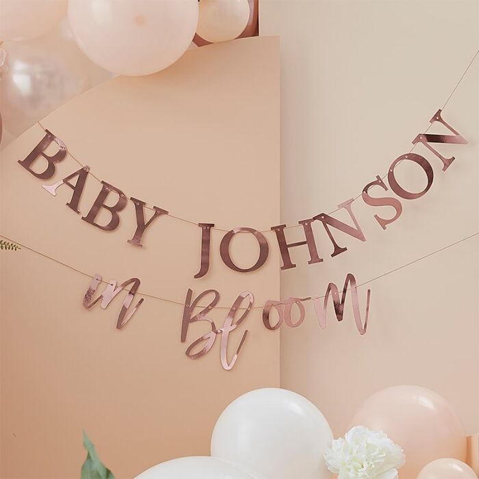 Rose Gold Customisable Baby Shower Bunting Sweet Decor