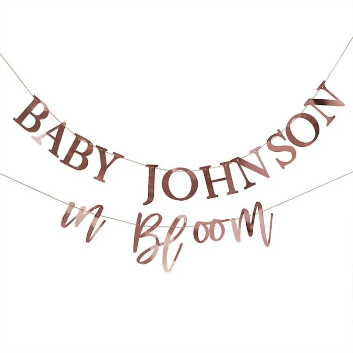 Rose Gold Customisable Baby Shower Bunting Sweet Decor