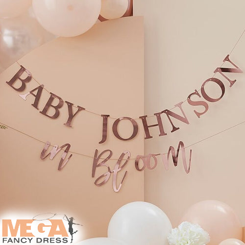 Rose Gold Customisable Baby Shower Bunting Sweet Decor