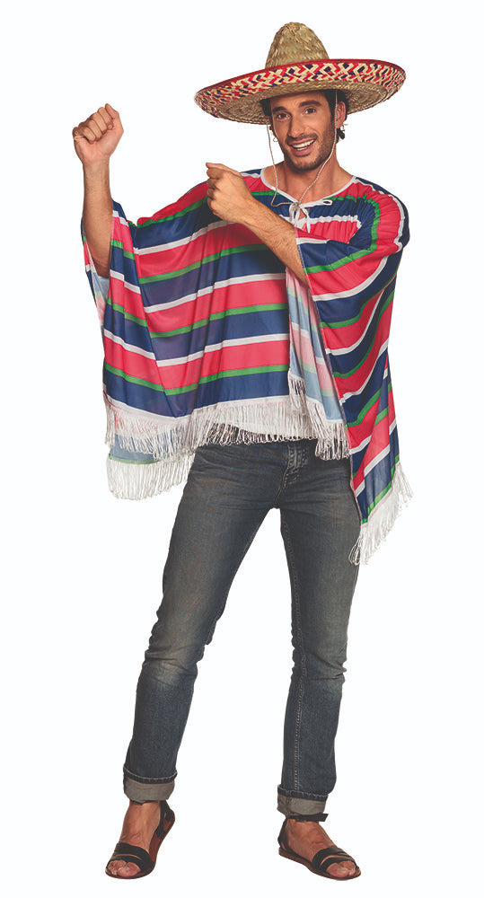Mens Mexican Poncho Spanish Fiesta National Costume