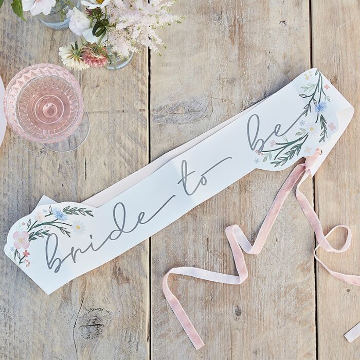 Floral Bride To Be Sash Wedding Celebration Accessory