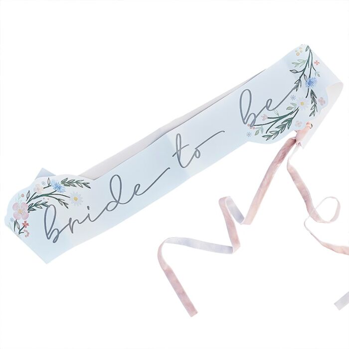 Floral Bride To Be Sash Wedding Celebration Accessory