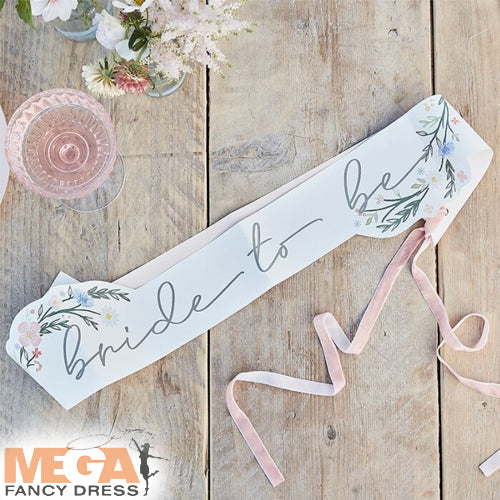 Floral Bride To Be Sash Wedding Celebration Accessory