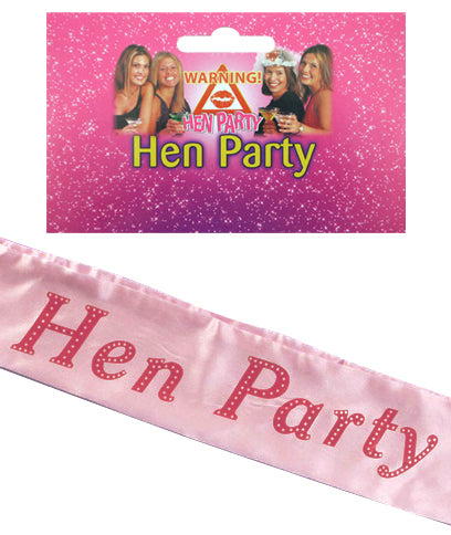 Pink Hen Party Sash Bachelorette Party Accessory