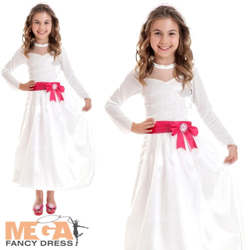 Girls Barbie Bride Wedding Fairytale Costume Outfit