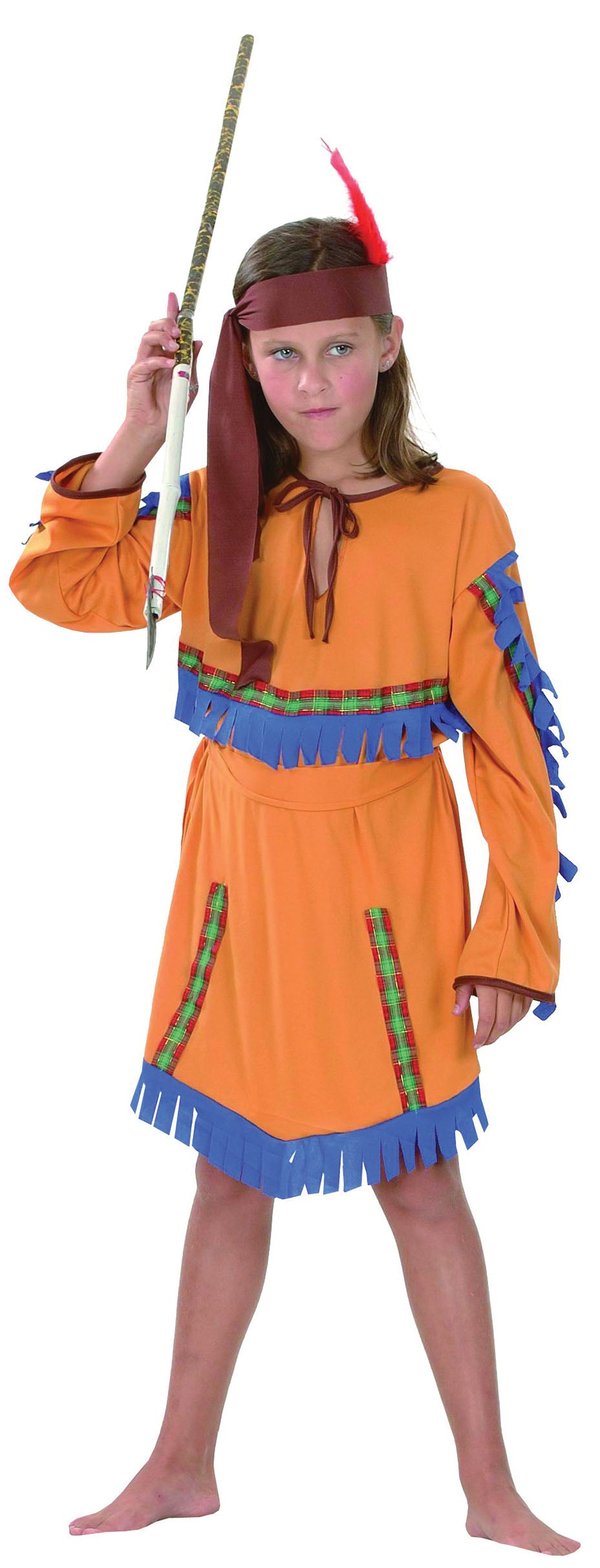 Girls Red Indian Wild West Pocahontas Fancy Dress Costume