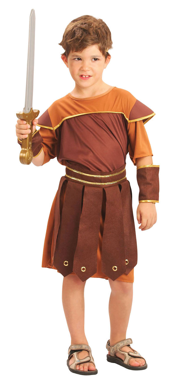 Boys Roman Soldier Ancient Greek Grecian Fancy Dress Costume 4-12
