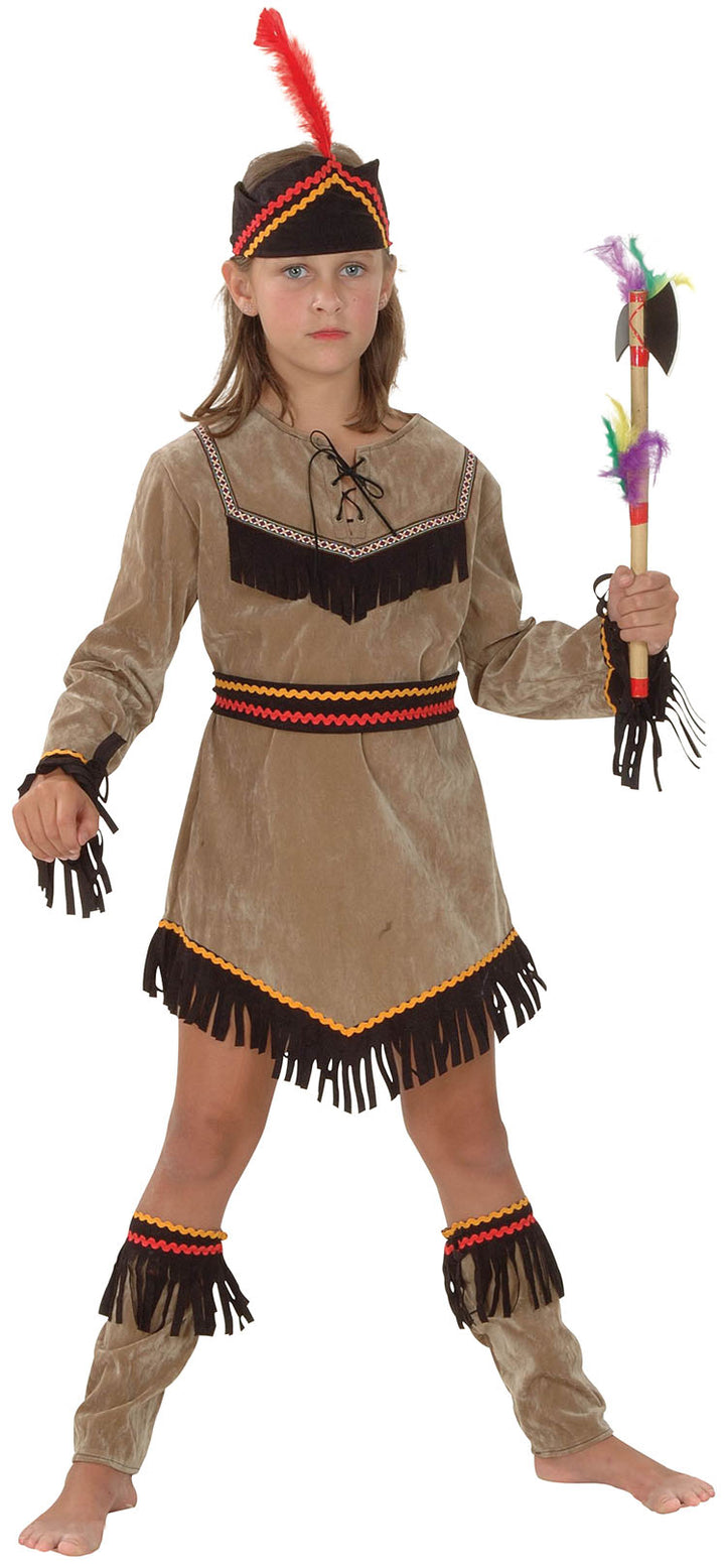 Girls Deluxe Indian Pocahontas Western Fancy Dress Costume