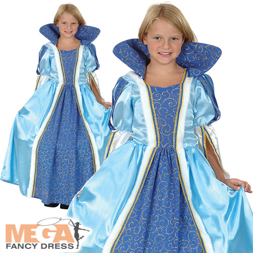 Blue Princess Girls Costume Fairytale Outfit