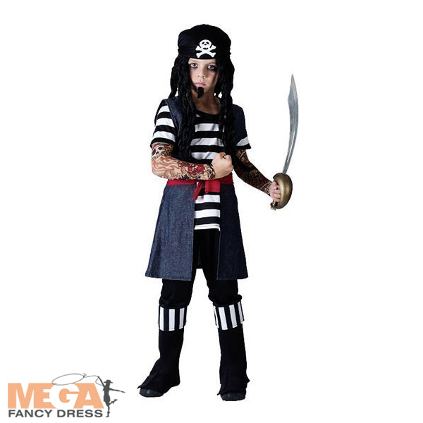 Boys Book Week Tattoo Pirate Fancy Dress Costume
