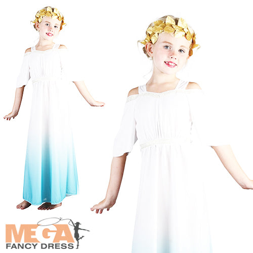 Girls Roman Goddess Dress Fancy Dress Grecian World Costume