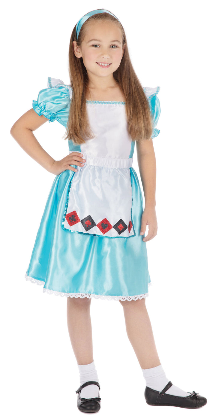 Girls Alice Wonderland Fairy Tale Fancy Dress Costume