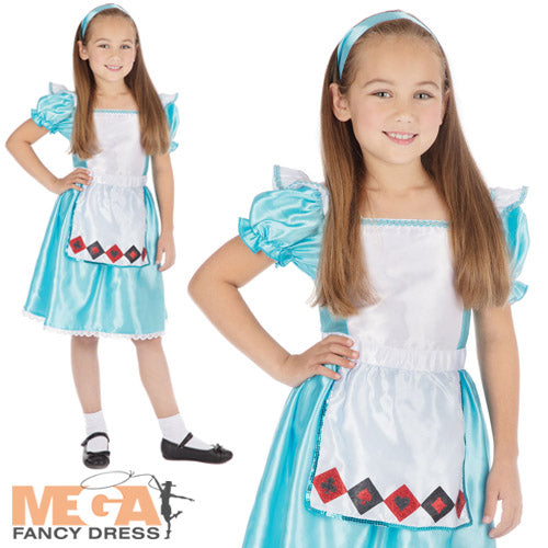 Girls Alice Wonderland Fairy Tale Fancy Dress Costume