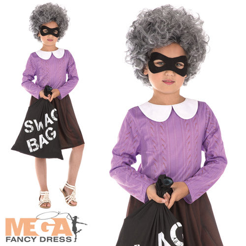 Girls Burglar Granny Fancy Dress World Book Day Costume