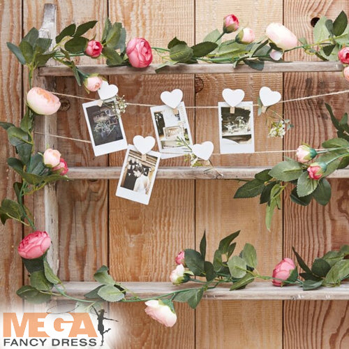 Artificial Pink Rose Garland Romantic Decor