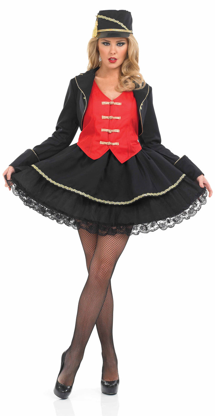 Ladies Sports Drum Majorette + Hat Fancy Dress Costume